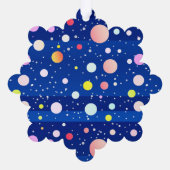 深い数々のの青い色の休日ドット オーナメントカード (裏面)