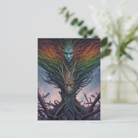 深い林の神話的な生き物の守護者 ポストカード (スタンド正面)