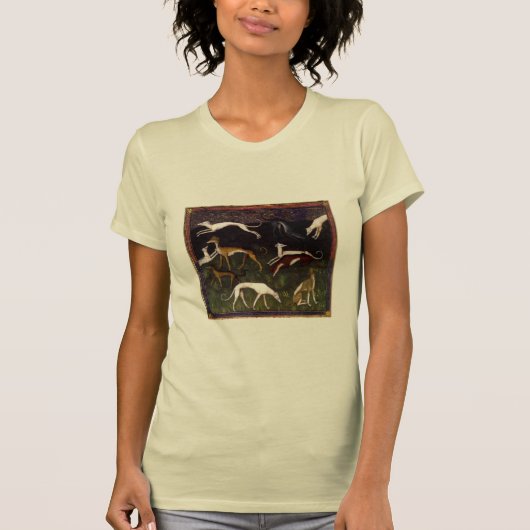 深い森の中世グレイハウンド Tシャツ (正面)