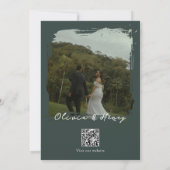 深い森の山の結婚式の写真QRコード 招待状 (裏面)