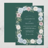 深い森の野生の花の結婚式 招待状 (正面/裏面)