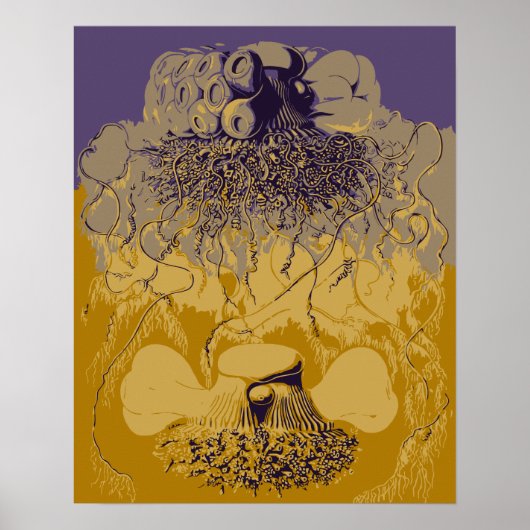 深い海のアート型枠 ポスター (正面)