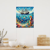 深い海の汚れ ポスター (キッチン)