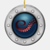 深い海クリーチャーSteampunk Explorer船ポートホール セラミックオーナメント (裏面)