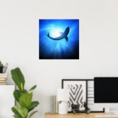 深い海シャークシルエット ポスター (ホームオフィス)