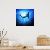 深い海シャークシルエット ポスター (キッチン)