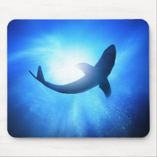 深い海シャークシルエット マウスパッド