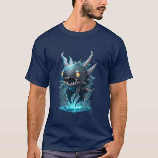 深い海魚のアビサルの生き物Tシャツ Tシャツ (正面)