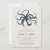 深い海 |エレガントビーチ沿岸婚約パーティ 招待状 (正面)