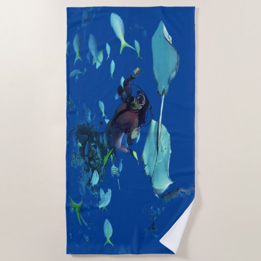 深い海 ビーチタオル (正面)