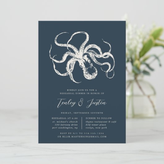 深い海 |ヴィンテージタコのリハーサルディナー 招待状 (スタンド正面)