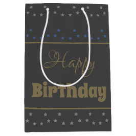 深い灰色の星型アクセント ミディアムペーパーバッグ