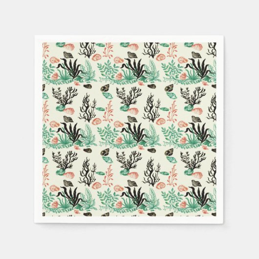 深い熱帯海シーコーラルシーシェルウォーターの色 スタンダードカクテルナプキン (正面)