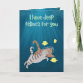 深い猫科の動物おもしろいスイミングキャッツValentines Day シーズンカード (正面)