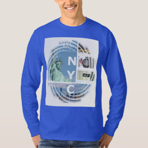 深い王室のブルーモダンNYCニューヨークシティブルックリン Tシャツ