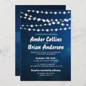 深い白熱［赤熱］光を放つブルー《写真》ぼけ味の光ストリン結婚グ 招待状 (正面/裏面)