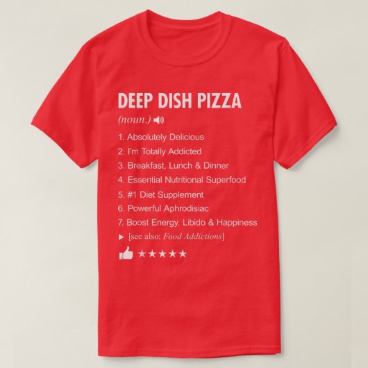 深い皿ピザ定義の意味おもしろい Tシャツ (デザイン正面)
