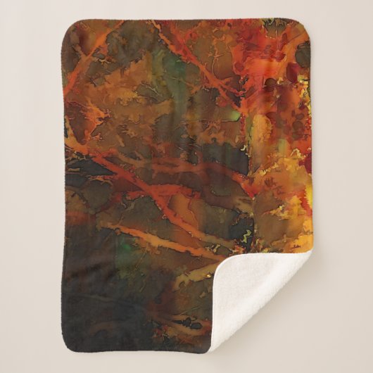 深い秋リッチ自然抽象芸術秋 シェルパブランケット (正面)