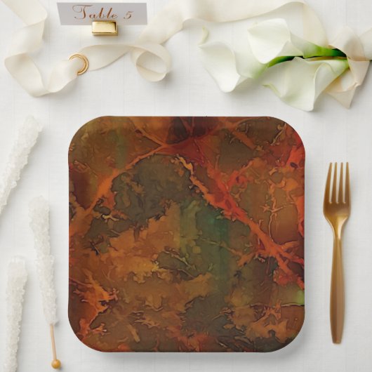 深い秋リッチ自然抽象芸術秋 ペーパープレート (ウェディング)