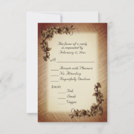 深い素朴の花RSVPのEntreeの選択 出欠カード