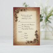 深い素朴の花RSVPのEntreeの選択 出欠カード (スタンド正面)