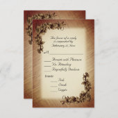 深い素朴の花RSVPのEntreeの選択 出欠カード (正面/裏面)