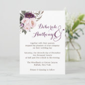 深い素朴パープルピーニーフローラ結婚ズカード 招待状 (スタンド正面)