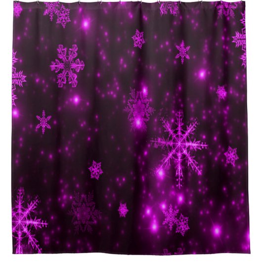 深い紫と明るい雪のシャワーカーテン シャワーカーテン (正面)