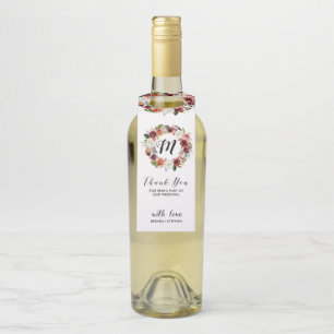 深い紫と白の花リース – ありがとう ボトルネックタグ