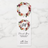 深い紫と白の花リース – ありがとう ボトルネックタグ (正面)