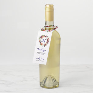 深い紫と白の花リース – ありがとう ボトルネックタグ