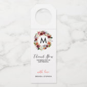 深い紫と白の花リース – ありがとう ボトルネックタグ (裏面)