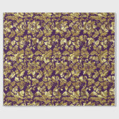 深い紫と金ゴールドフローラのマスク。 ラッピングペーパー (フラット)