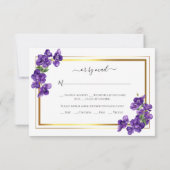 深い紫のスミレの応答カード 出欠カード (裏面)