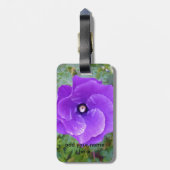 深い紫ハイビスカスの花、 ラゲッジタグ (裏面縦)