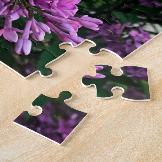 深い紫マエレガントゼンタ花模様花ライラック ジグソーパズル (側面)