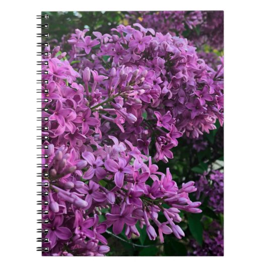 深い紫マエレガントゼンタ花模様花ライラック ノートブック (正面)
