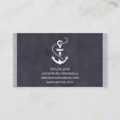 深い紫色のテクスチャメタルトリム |いかりアイコン 名刺 (裏面)