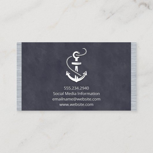 深い紫色のテクスチャメタルトリム |いかりアイコン 名刺 (裏面)