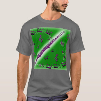 深い紫色のフルート(濃い緑の背景) Tシャツ
