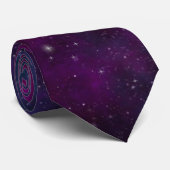 深い紫色の宇宙背景にきらきら光る星 ネクタイ (ロール)