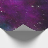 深い紫色の宇宙背景にきらきら光る星 ラッピングペーパー (角)