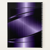深い紫色の幾何学的デザインメタリックテクスチャ プランナー手帳 (裏面)