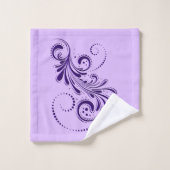 深い紫色の渦巻き白とラベンダーの背景 バスタオルセット (ウォッシュタオル)