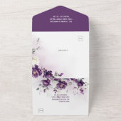 深い紫色の牡丹すべて1つの結婚式の招待 オールインワン招待状 (外側)