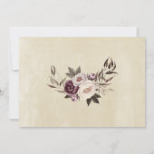 深い紫色の牡丹フローラ結婚式の日付を保存 セーブザデート (裏面)