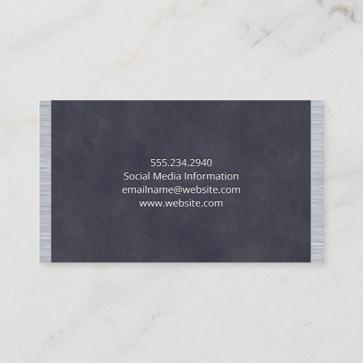 深い紫色の青いテクスチャメタルのトリム 名刺 (裏面)