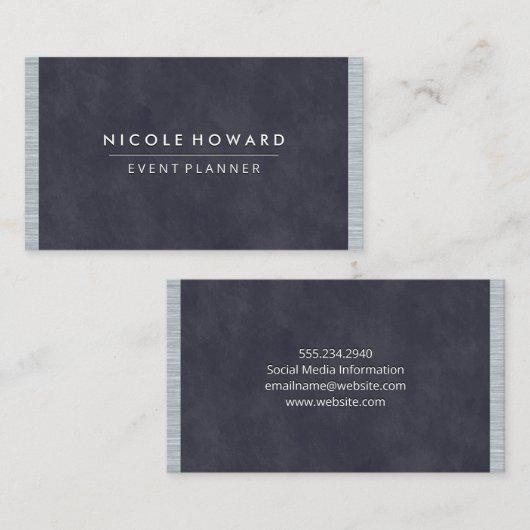 深い紫色の青いテクスチャメタルのトリム 名刺 (正面/裏面)