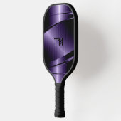 深い紫色メタリックテクスチャ幾何学的デザイン ピックルボールラケット (左)