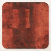 深い絵画クリムゾン スクエアペーパーコースター (正面)